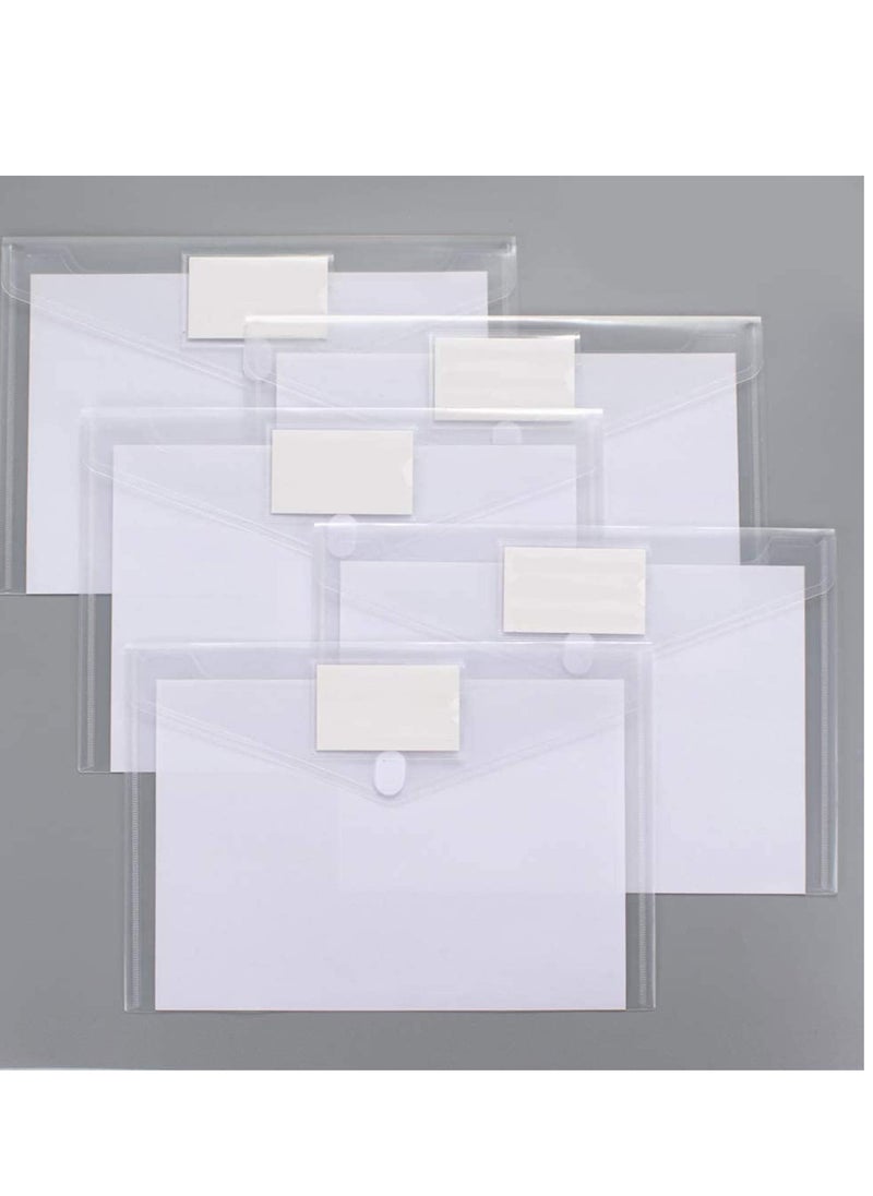 SYOSI - Plastic EnvelopesExpanding File Folders, Clear Document A4 Size Envelopes with Label Pocket for School Home Work Office Organization, Business Box 10 Pack - Image 1