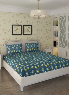 Status Contract Cotton Double Bed Sheets | Standard Size Bedspread for Double Bed with 2 Pillow Covers Set | Soft Touch Breathable & Wrinkle Free Bedspreads for Home & Hotel, Green, 215 X 230 Cm  - Image 2