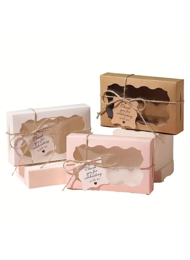 مجموعة علب ورقية بيضاء للنوافذ 30 قطعة مع حبل القنب وبطاقات التهنئة - Image 5