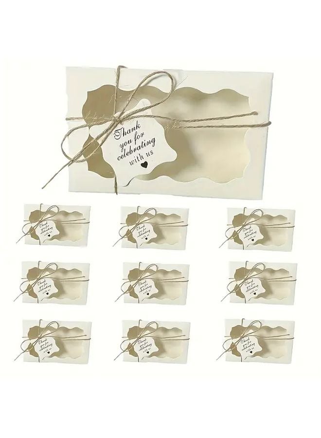 مجموعة علب ورقية بيضاء للنوافذ 30 قطعة مع حبل القنب وبطاقات التهنئة - Image 1