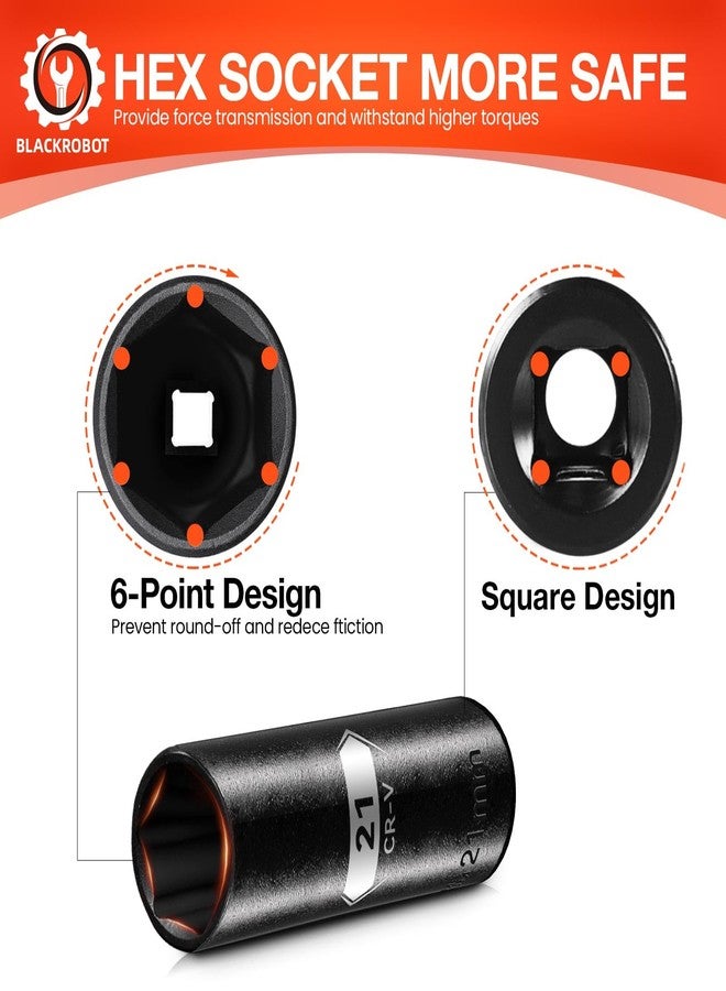 BLACKROBOT 1/2 Inch Drive 6-Point Deep Socket, 21mm Deep Impact Socket, CR-V Steel - Image 3