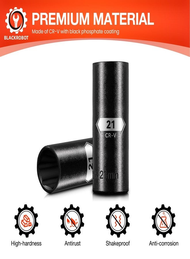 BLACKROBOT 1/2 Inch Drive 6-Point Deep Socket, 21mm Deep Impact Socket, CR-V Steel - Image 4