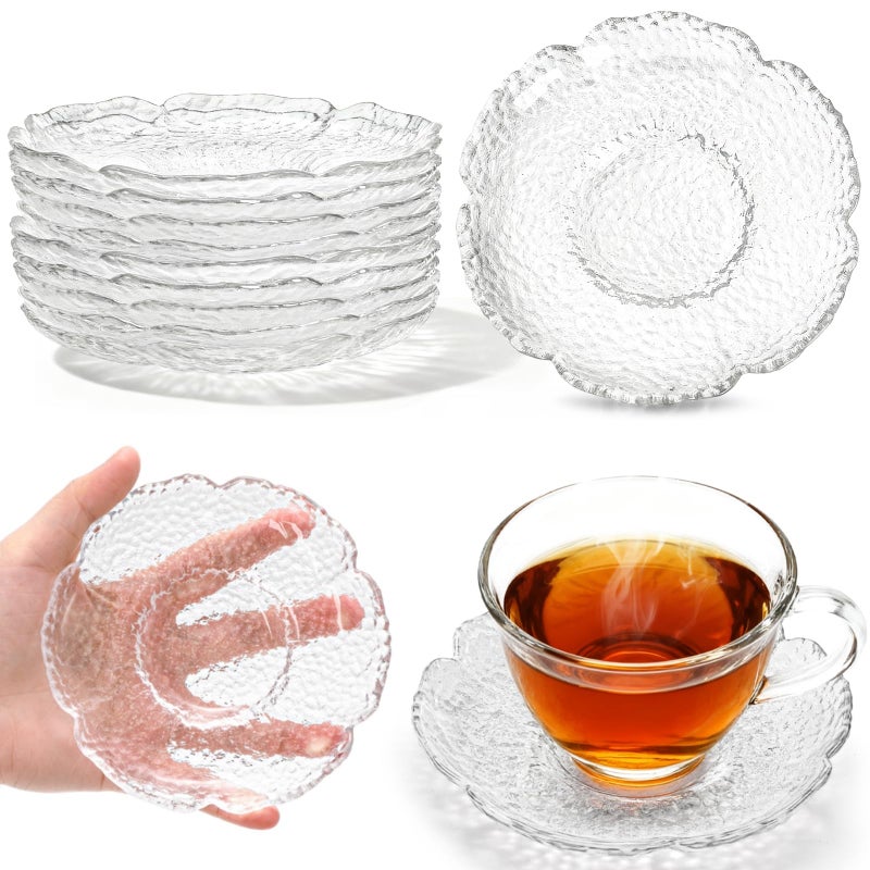 Jowgut 10 Pack Small Clear Glass Plates 47 Inch Clear Coffee Tea Saucer Mini Glass Snack Dishes Tabletop Coasters Set for Teacup Appetizer Salad Fruit - Image 2