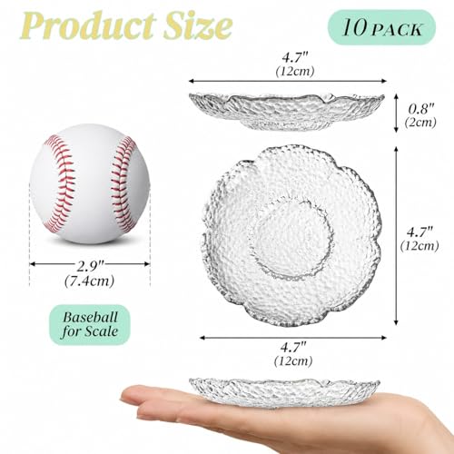 Jowgut 10 Pack Small Clear Glass Plates 47 Inch Clear Coffee Tea Saucer Mini Glass Snack Dishes Tabletop Coasters Set for Teacup Appetizer Salad Fruit - Image 3