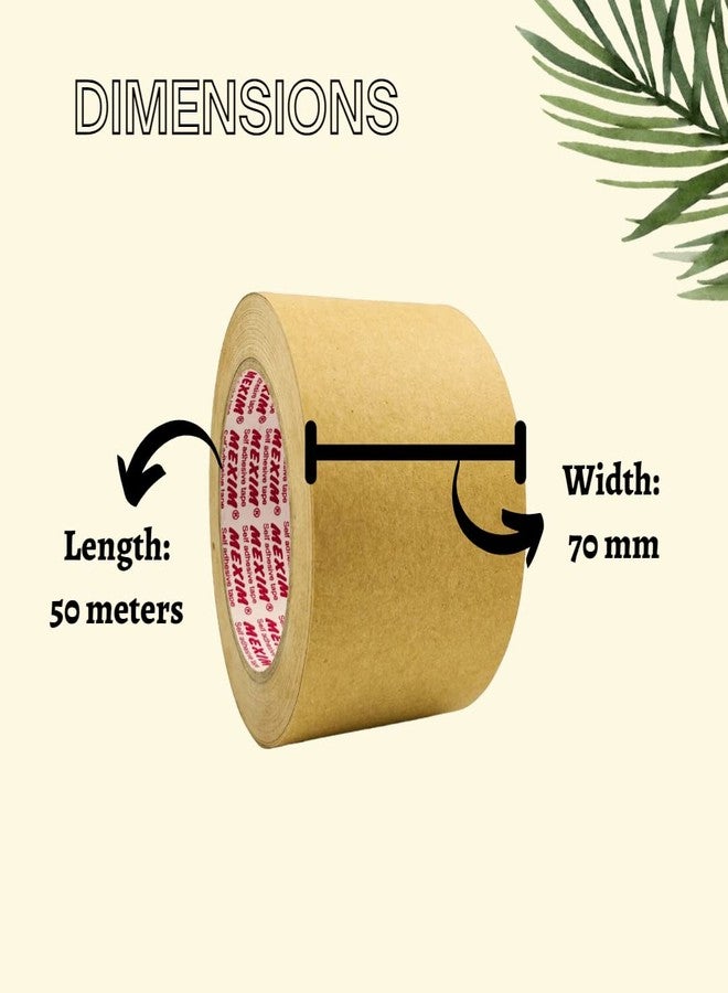 Ecosattva Eco-friendly Water Activated Paper Tape, Brown Plain, for Box Packaging, Tamper Proof Packing - 70mm x 50 meters (Pack of 1, 1) - Image 2