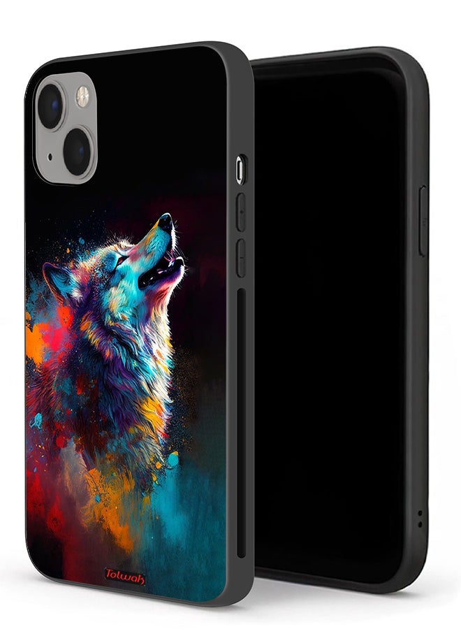 Tolwak Apple iPhone 13 mini Protective Case Wolf Colorful Art - Image 1