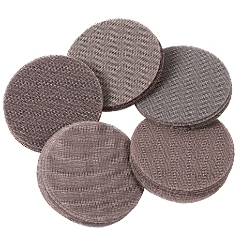 UPWOOD 50pcs 5-Inch Mesh Abrasive Sanding Discs Hook & Loop Sandpaper, Each 10pcs of Grit 80 120 180 320 400 Dust Free Anti-Blocking Net Sandpaper Sheets for Auto Body, Wood, Drywall, Metal - Image 1