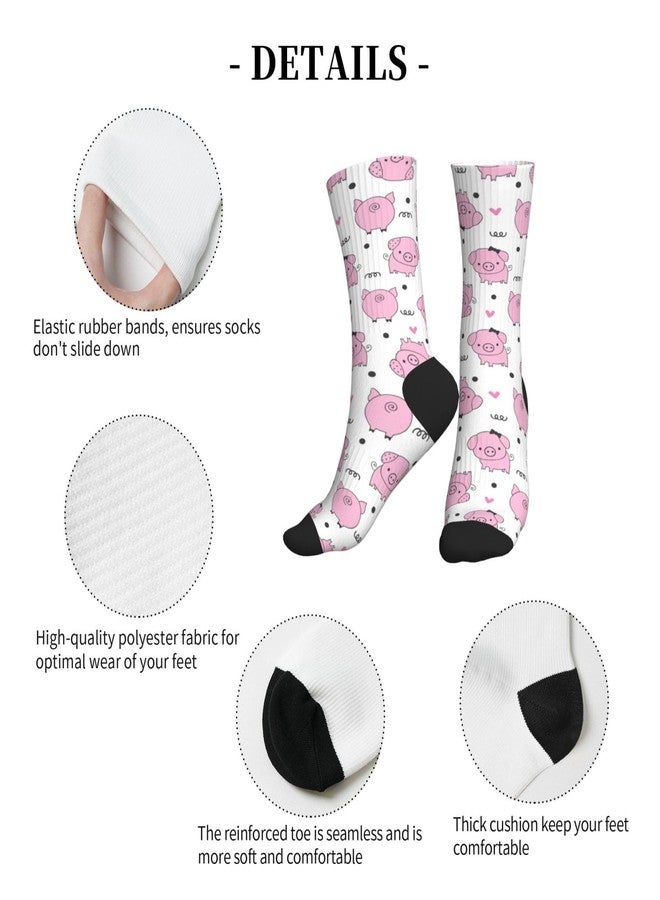 MOLIAN Pink Cartoon Pig Athletic Crew Socks For Women Men Novelty Sports Socks - Image 4