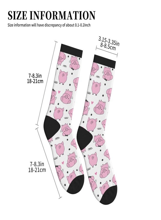 MOLIAN Pink Cartoon Pig Athletic Crew Socks For Women Men Novelty Sports Socks - Image 3