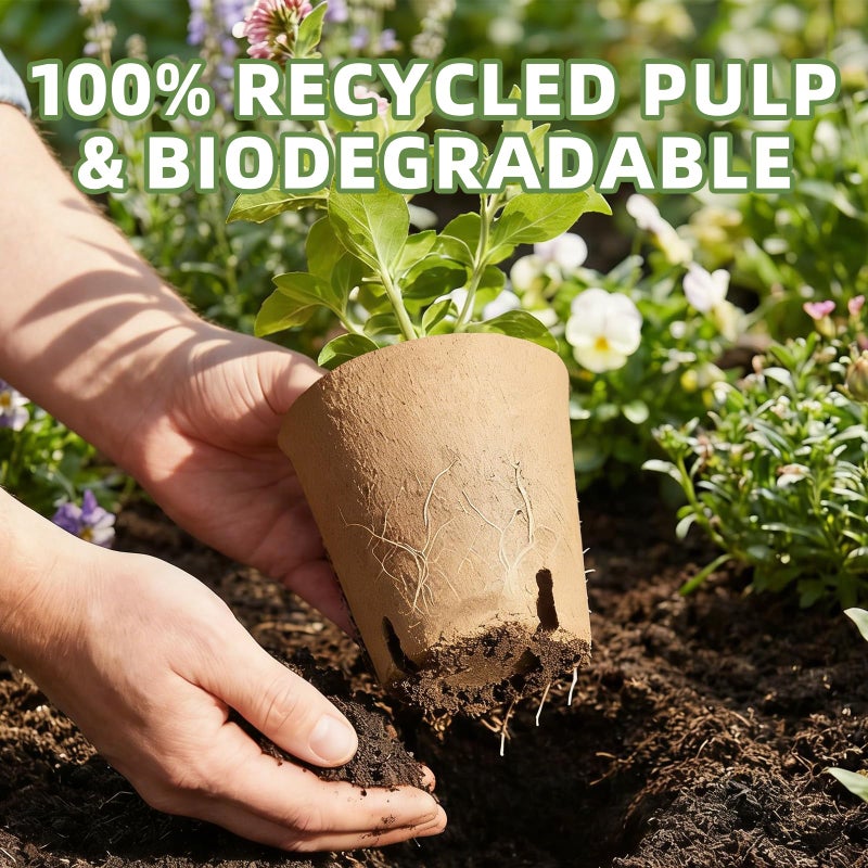 CLEANGOR 70Pcs Biodegradable 3.15â€ Peat Pots with 70Pcs Plant Labels, Biodegradable Seed Starter Pots with Drainage Holes, Nursery Pots for Seedlings, Herbs, Vegetables, Flowers, Gardening Kit - Image 5