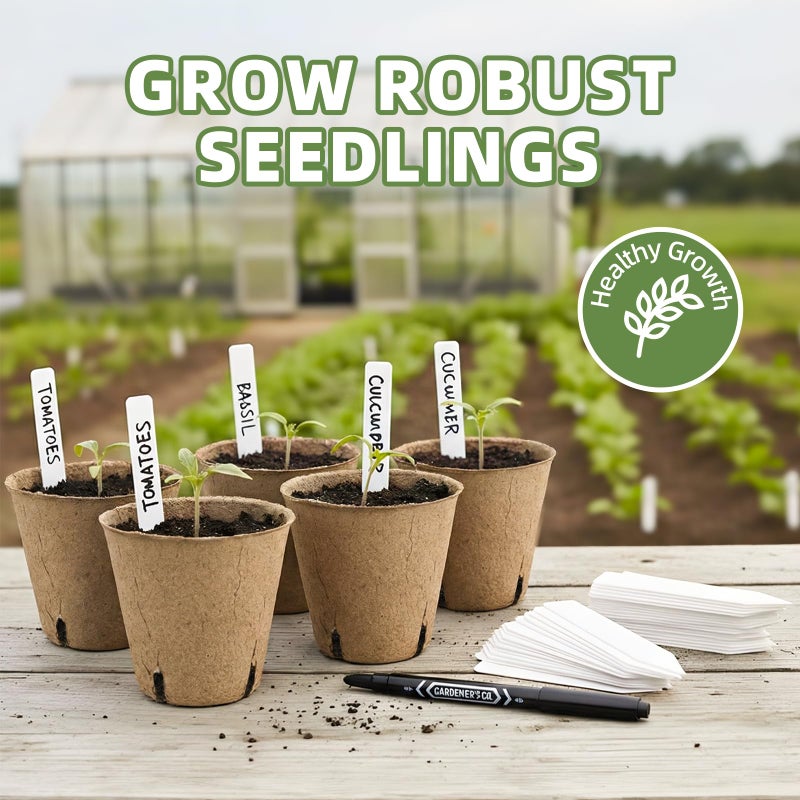 CLEANGOR 70Pcs Biodegradable 3.15â€ Peat Pots with 70Pcs Plant Labels, Biodegradable Seed Starter Pots with Drainage Holes, Nursery Pots for Seedlings, Herbs, Vegetables, Flowers, Gardening Kit - Image 3