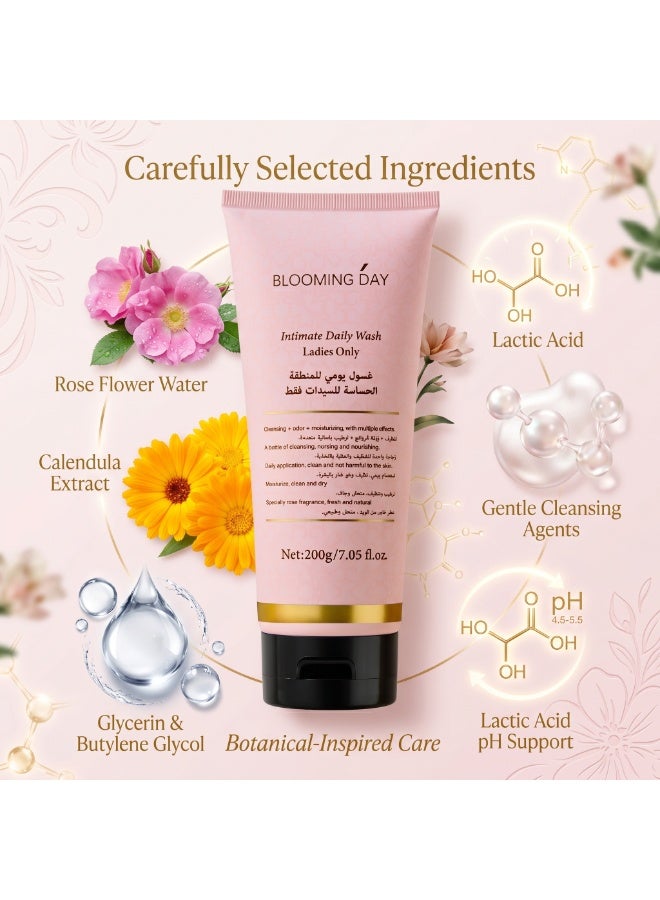 Blooming Day Rose Fresh Intimate Daily Wash for Women – Gentle External Cleanser with Glycerin & Rose Water, 200g - Image 2