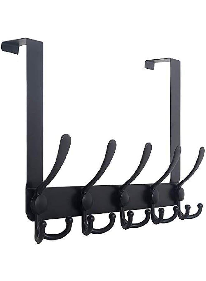 MIXDE Black Over-The-Door Hooks - Heavy-Duty Wall-Mounted Coat and Hat Rack  - Image 1
