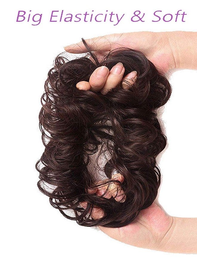 Kabello Scrunchy Bun Up Do Hair Piece 2 Pcs Hair Ribbon Ponytail Extensions Wavy Curly For Girls Pack Of 1 (Brown) - Image 4