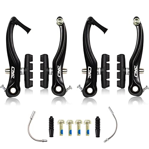 CNC Bicycle V Brake Set for Front/Rear Wheel, Linear Pull V Brakes with 55mm(L) Pads，Black - Image 1