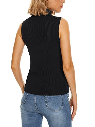 ROW 8 ROW Womens Sleeveless Turtleneck Tops Ribbed Turtle Neck Sweater Vest Fitted Business Dressy Casual High Neck Knit Tank Black XS - Image 3