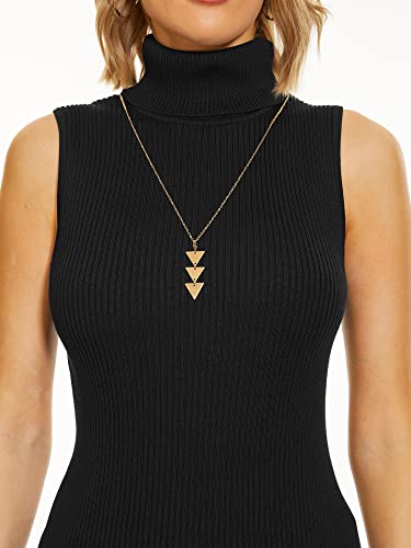 ROW 8 ROW Womens Sleeveless Turtleneck Tops Ribbed Turtle Neck Sweater Vest Fitted Business Dressy Casual High Neck Knit Tank Black XS - Image 5