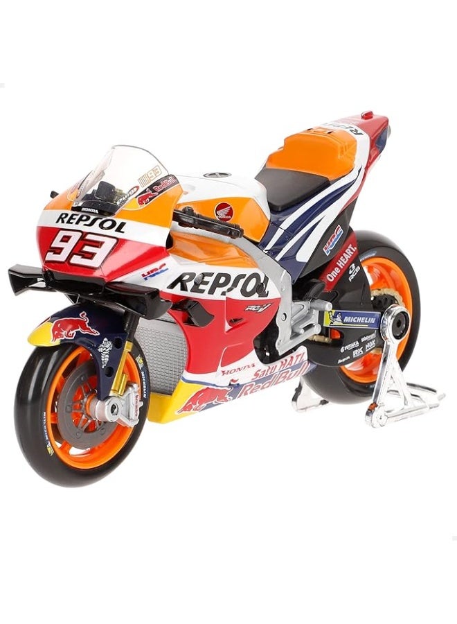 Maisto 1:18 MotoGP Repsol Honda Team 2021 Diecast Bike – Marc Marquez RC213V with Tampo Decals  - Image 1