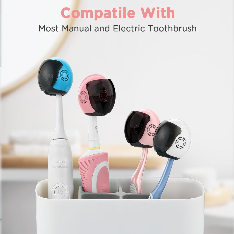 Frekare Helmet Toothbrush Covers Caps, Toothbrush Head Protector for Household Travel, Fits Most Manual and Electric Toothbrushes, 4 Count (Blue, White, Pink, Rose Pink) - Image 2