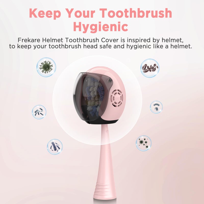 Frekare Helmet Toothbrush Covers Caps, Toothbrush Head Protector for Household Travel, Fits Most Manual and Electric Toothbrushes, 4 Count (Blue, White, Pink, Rose Pink) - Image 4