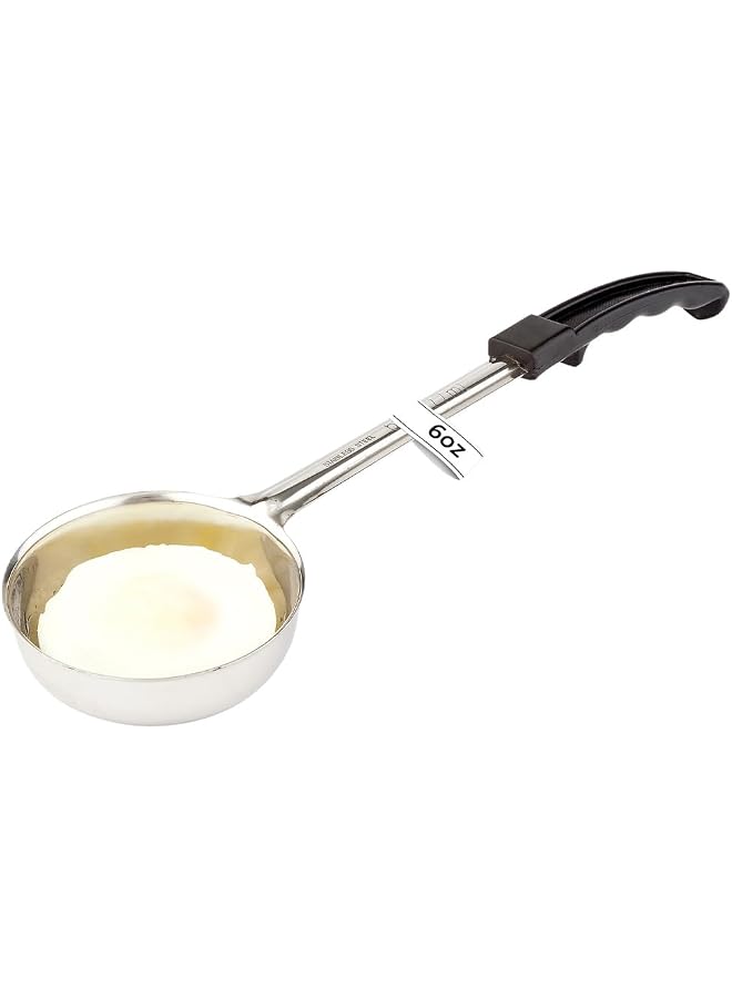 S-TOP Met Lux 6 Ounce Portion Ladle, 1 Perforated Portion Serving Spoon - Black Handle, Dishwashable, Stainless Steel Slotted Serving Utensil, Multipurpose, For Serving Pasta - Image 1