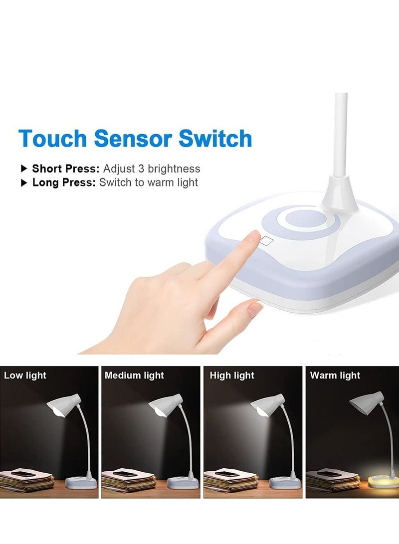 KASTWAVE LED Desk Lamp, USB Rechargeable Table Lamp with 3 Levels Brightness Touch Sensor Control, Mood Light on Base Energy-Saving Portable Reading Light for Study Bedroom Office Working, Home - Image 3