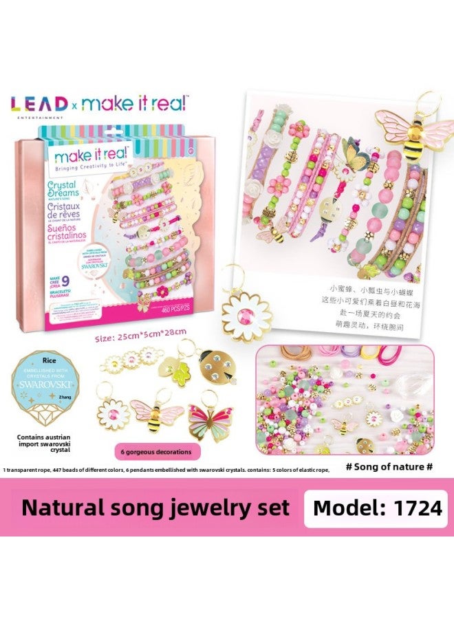 Meiyirui Make It Real Bracelet DIY Hand Beaded Worker Gift Girl Jewelry Swarovski Joint Name-Color:Song Of Nature Jewelry Set - Image 1