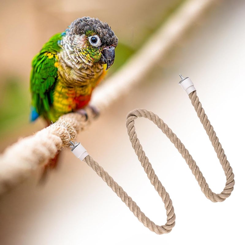 Leefasy Parrot Climbing Rope Bird Perch Stand Hanging Birds Supplies Bird Rope Perches for Cockatiels Budgie Parakeet Primary Color, M - Image 3