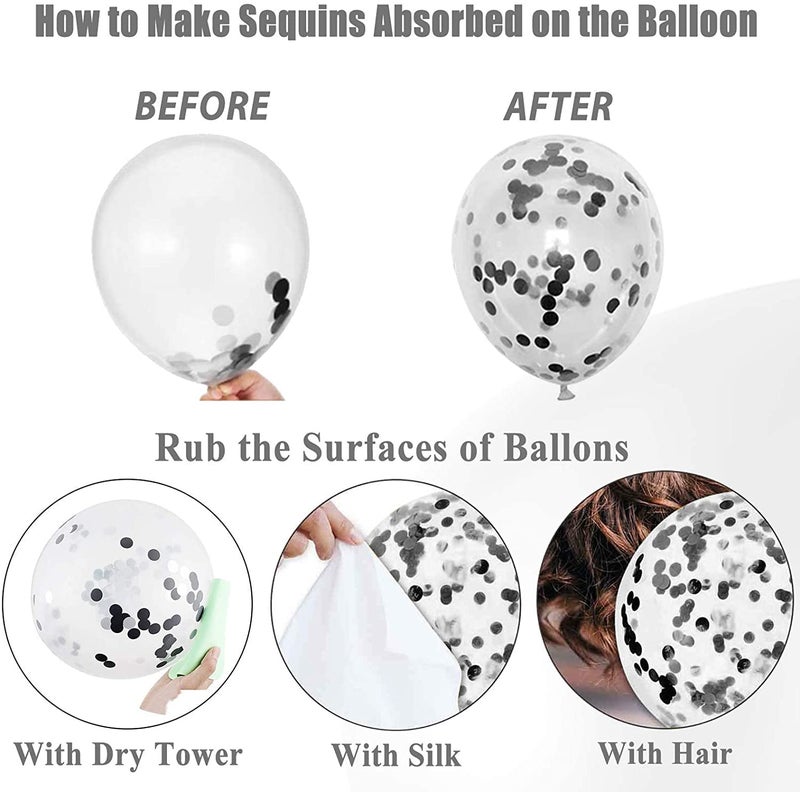 LAZYBEEE 50 pcs Silver White Confetti Balloons Latex Metallic Chrome Pearl Party Helium Balloons for Wedding Bridal Engagement Birthday Graduation Supplies Decorations - Image 2
