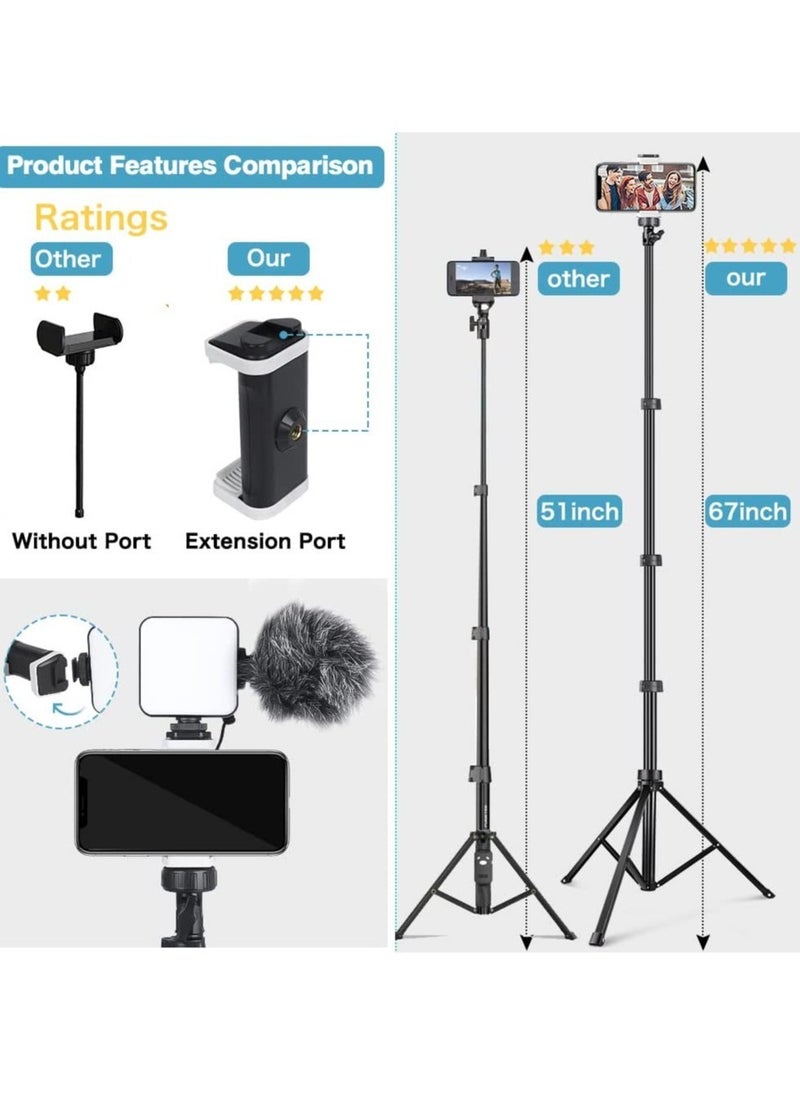 ELTRAZONE - Selfie Stick,Phone Tripod Stand with Remote, Cell Phone Stand Tripod with Phone Holder for Vlogging - Image 1