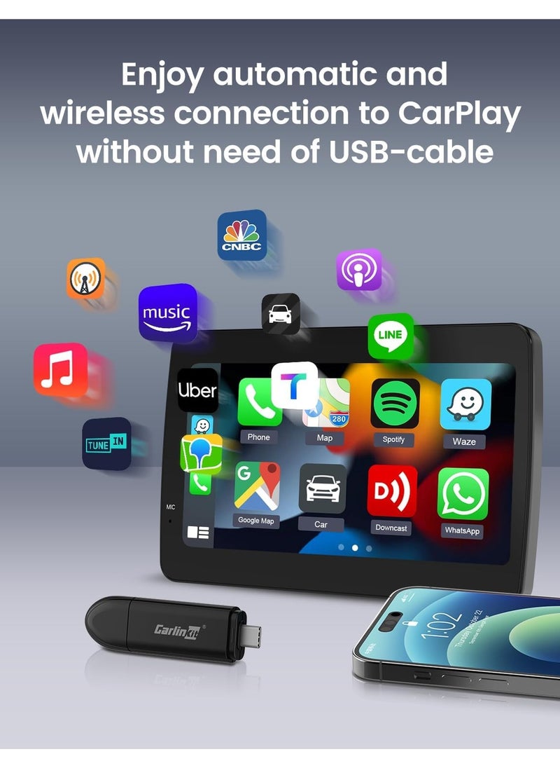 Carlinkit - Carlinkit Mini SE Stick, Wireless Carplay Adapter, For Cars With Built-in Apple Car Play, Convert Wired to Wireless CarPlay, USB-A & USB-C Dual Ports,  Support Bluetooth 5.4, WiFi 6, OTA Update - Image 1