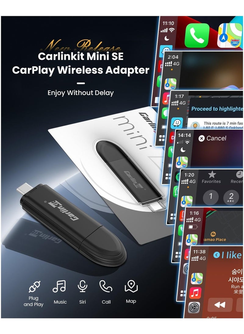 Carlinkit - Carlinkit Mini SE Stick, Wireless Carplay Adapter, For Cars With Built-in Apple Car Play, Convert Wired to Wireless CarPlay, USB-A & USB-C Dual Ports,  Support Bluetooth 5.4, WiFi 6, OTA Update - Image 1