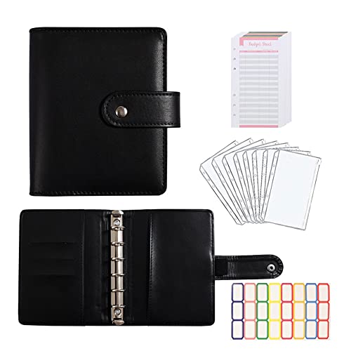 eleger A7 Budget Binder Set - Mini Money Organizer for Cash Saving, Cash Stuffing Envelope System, Planner Binders with Pockets, Sheets and Stickers, Black - Image 1