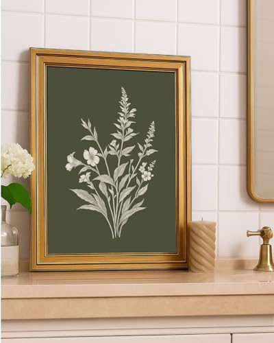 ARPEOTCY Vintage Gold Framed Canvas Wall Art Botanical Illustration Plant Prints Floral Drawing Picture for Living Room Bedroom Bathroom Office Rustic Farmhouse Neutral Decor 12x16 Inch - Image 3