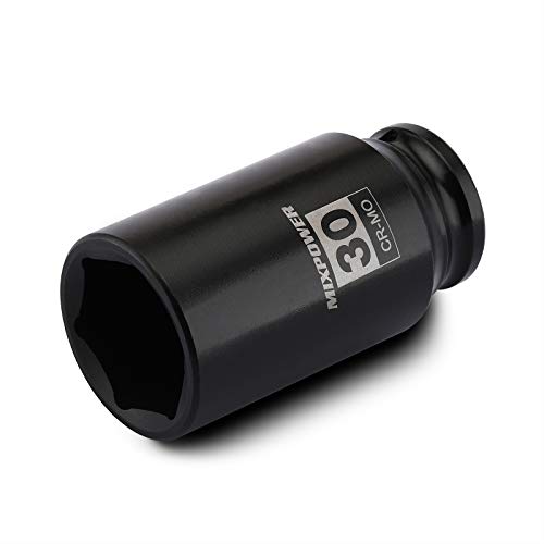 MIXPOWER 1/2" Drive Deep Impact Socket, CR-MO, 30mm, METRIC, 6 Point, Axle Nut Impact Grade Socket for Easy Removal - Image 1