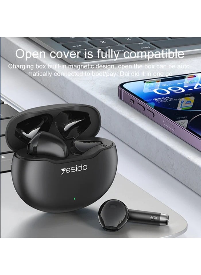 Yesido - Earbuds TWS21 Bluetooth 5.3 TWS Wireless Bluetooth Earphone Enhanced Sound Quality Black - Image 1