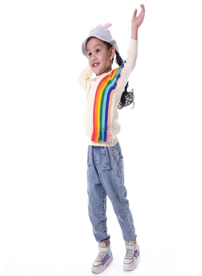 BINIDUCKLING Little Kids Crew Neck Rainbow Sweatshirt Girls 4T - Image 5
