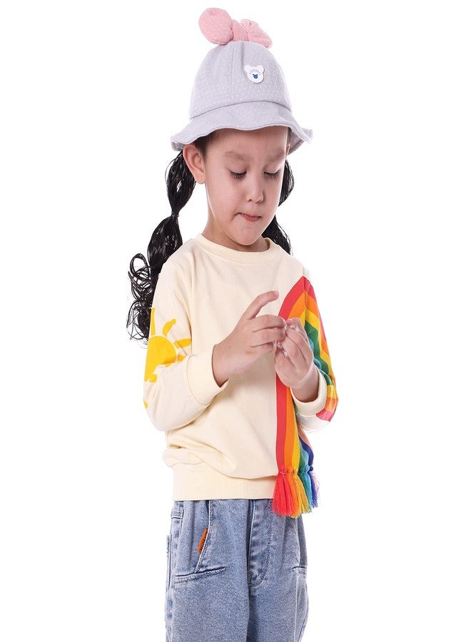BINIDUCKLING Little Kids Crew Neck Rainbow Sweatshirt Girls 4T - Image 2