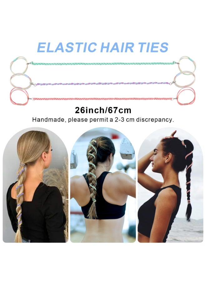 FVOLREM Sport Hair Ties for Women Elastic for Braided Ponytai Hair Ties Perfect for Swimming Sports Riding and Workouts 3 Pcs Multicolor 26 - Image 4