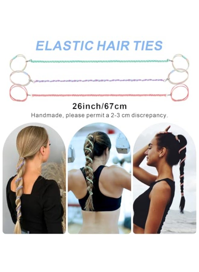 FVOLREM Sport Hair Ties for Women Elastic for Braided Ponytai Hair Ties Perfect for Swimming Sports Riding and Workouts 3 Pcs Multicolor 26 - Image 3