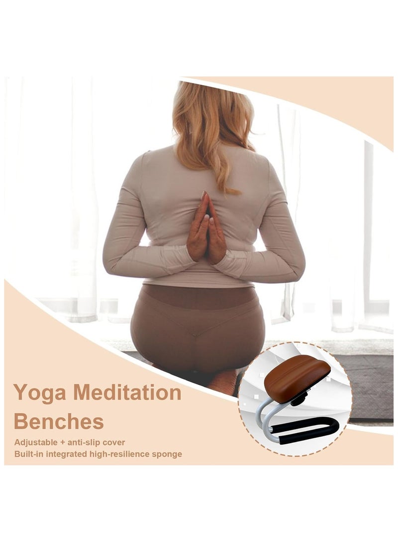 اكسيسن كرسي صلاة قابل للتعديل – كرسي معدني للركوع مع وسادة إسفنجية | مقعد تأمل محمول، أكمام أرجل مانعة للانزلاق لممارسة اليوغا، كرسي محمول لاستوديو اليوغا المنزلي (بني) - Image 4