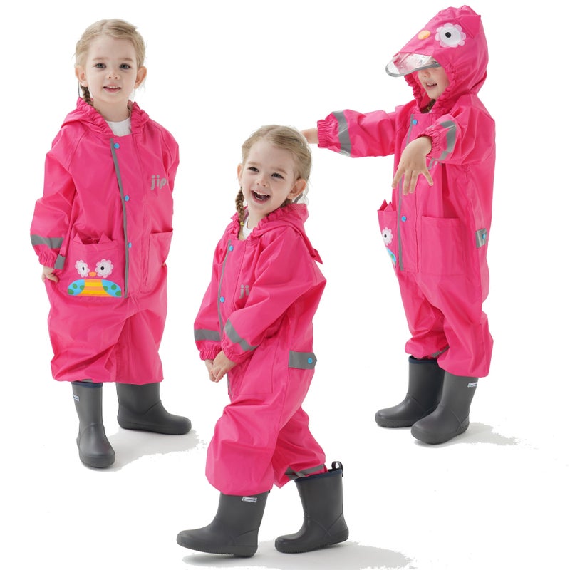 Children'S One-Piece Raincoat, Fashionable And Cute Three-Dimensional Raincoat With Hood And Reflective Baby Poncho - Image 1