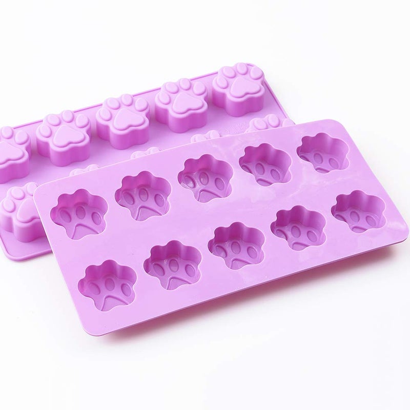 Cozihom Dog Paw Shaped Silicone Molds  10 Cavity  Food Grade  For Chocolate  Candy  Cake  Pudding  Jelly. 4 Pcs - Image 4