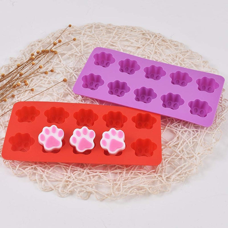 Cozihom Dog Paw Shaped Silicone Molds  10 Cavity  Food Grade  For Chocolate  Candy  Cake  Pudding  Jelly. 4 Pcs - Image 3