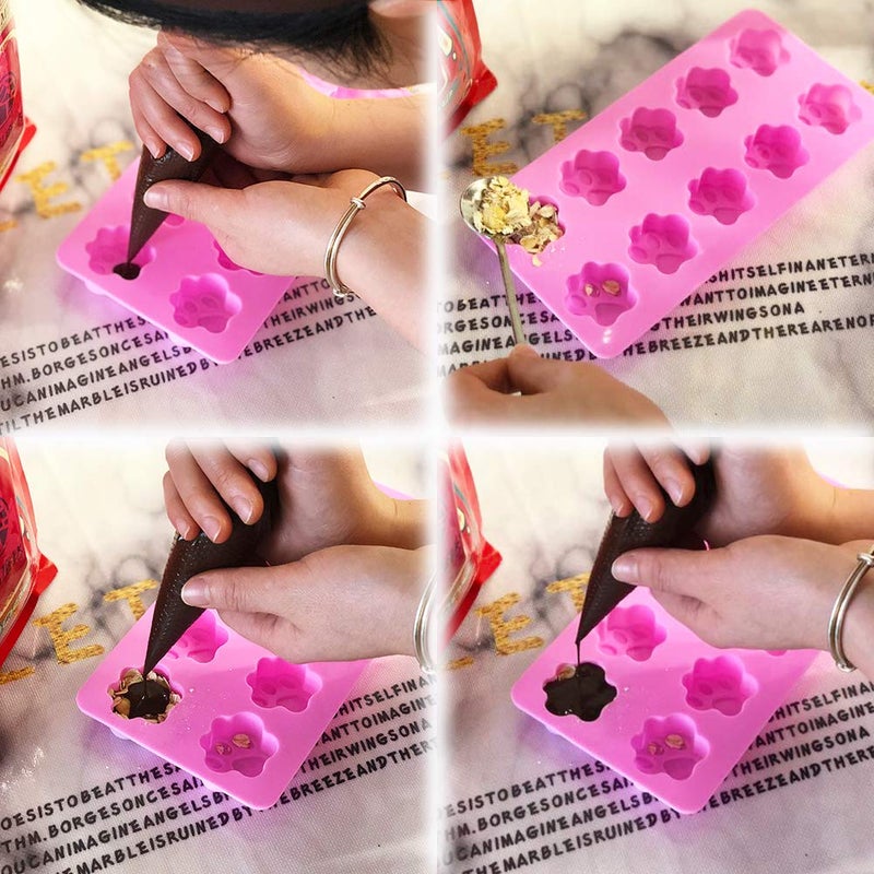 Cozihom Dog Paw Shaped Silicone Molds  10 Cavity  Food Grade  For Chocolate  Candy  Cake  Pudding  Jelly. 4 Pcs - Image 5
