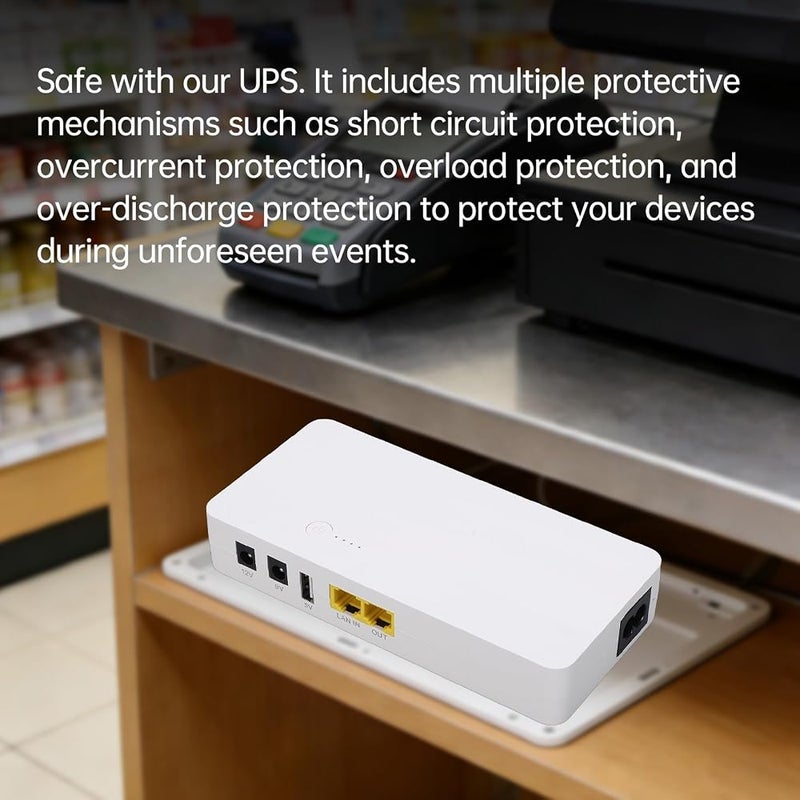 Zhjvihx مصدر طاقة غير متقطع (UPS)، سعة بطارية احتياطية 8800 مللي أمبير ساعة، يوفر منافذ خرج DC بجهود 24V و12V و9V و5V، مناسب لأجهزة الراوتر والموديم وكاميرات المراقبة والهواتف الذكية. - Image 2