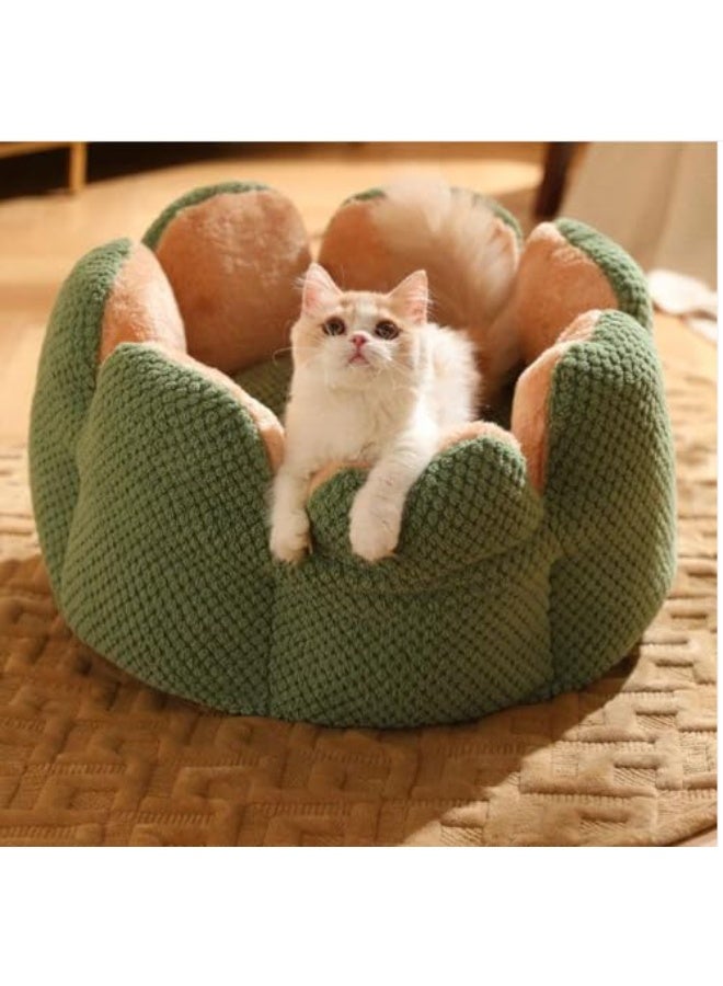 Flower Pet Bed – Medium Size | Soft & Cozy Plush Bed for Cats & Small Dogs | Cute Floral Design with Raised Edges for Comfort & Security - Image 2