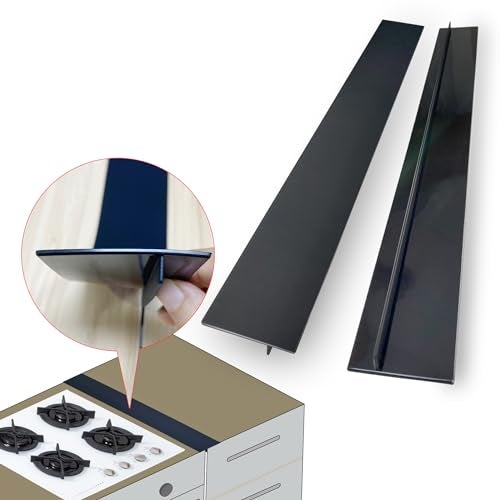 DonPearl أغطية فراغ الموقد السوداء من دونبيرل 25 بوصة عبوة 2 حشوة سيليكون لفراغ الموقد وحافة الفرن الجانبية حراس الفراغات في المطبخ شرائط لالتقاط الفتات بين سطح الموقد وسطح العمل