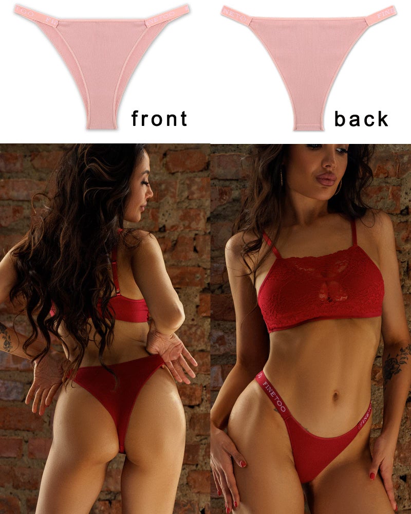 FINETOO Womens Underwear Cotton High Cut String Bikini Panties Low Rise Hipster Ladies Sexy Cheeky Underwear 6 Pack - Image 5