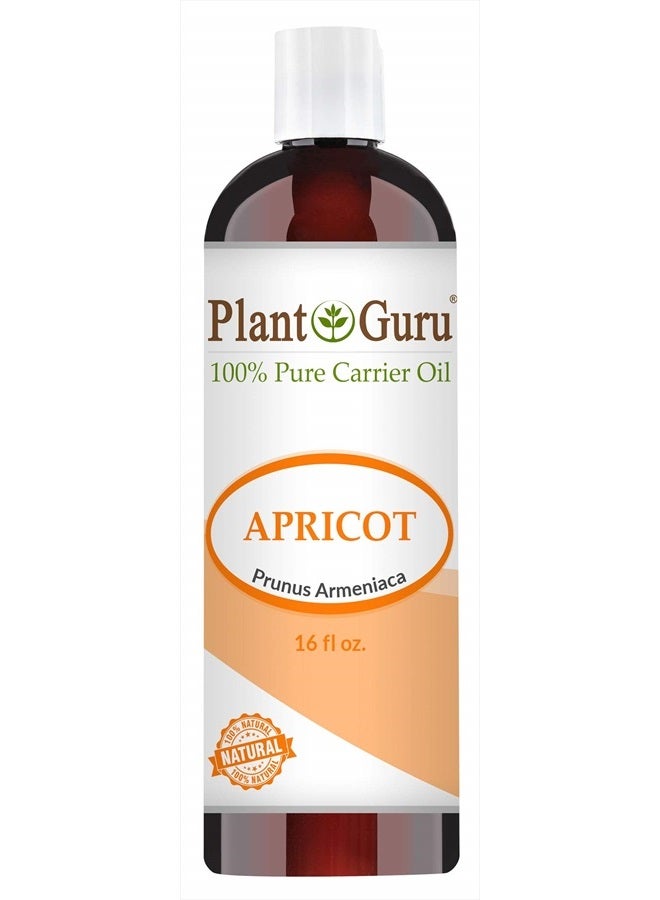 Plant Guru Apricot Kernel Oil 16 oz Cold Pressed 100% Pure Natural Carrier - Skin, Face, Body And Hair Growth Moisturizer. Great For DYI Cream, Lotions and Lip balm.  - Image 1